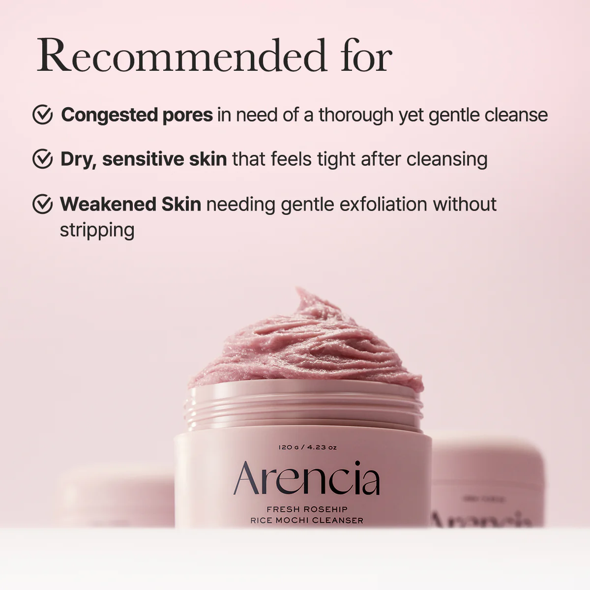 Arencia-Fresh Rosehip Rice Mochi Cleanser 120gr - Image 4