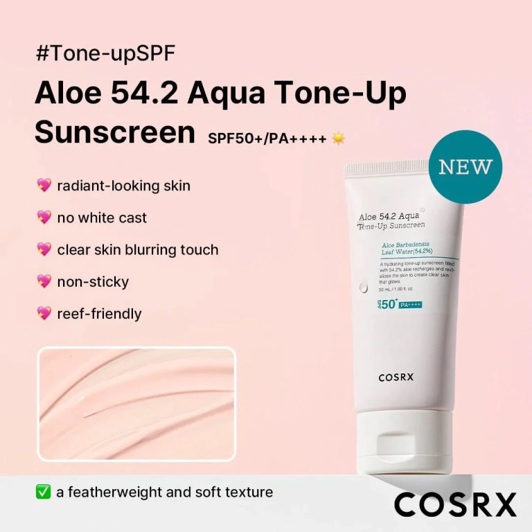 COSRX - Aloe 54.2 Aqua Tone-Up Sunscreen SPF 50+ PA++++ 50ml - Image 3